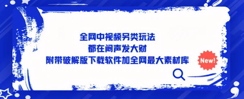 全网中视频另类玩法，都在闷声发大财，附带破jie版下载软件加全网最大素材库