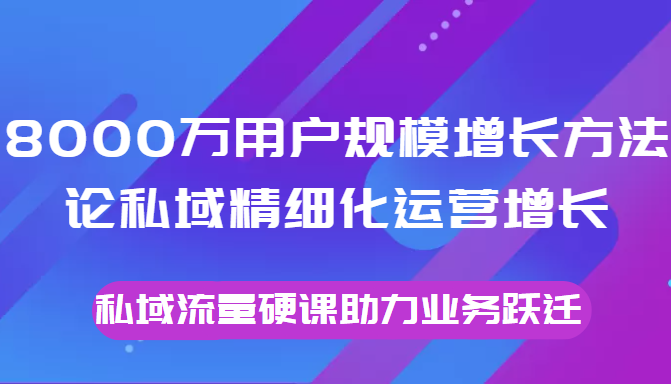 图片[1]-8000万用户规模增长方法论私域精细化运营增长，私域流量硬课助力业务跃迁