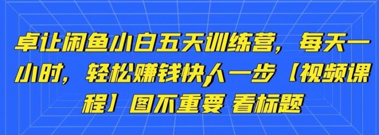 图片[1]-卓让闲鱼小白五天训练营，每天一小时，轻松赚钱快人一步