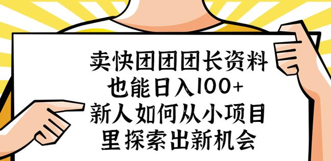 卖快团团团长资料也能日入100+，新人小白如何从小项目里探索新机遇