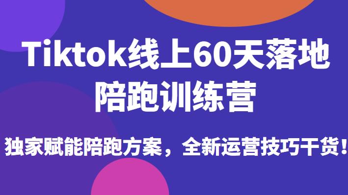 Tiktok线上落地陪跑60天训练营，独家赋能陪跑方案，全新运营技巧干货