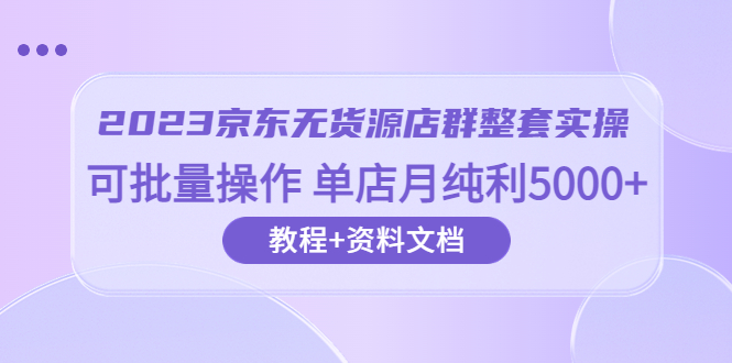 （6223期）2023京东-无货源店群整套实操 可批量操作 单店月纯利5000+63节课+资料文档-1