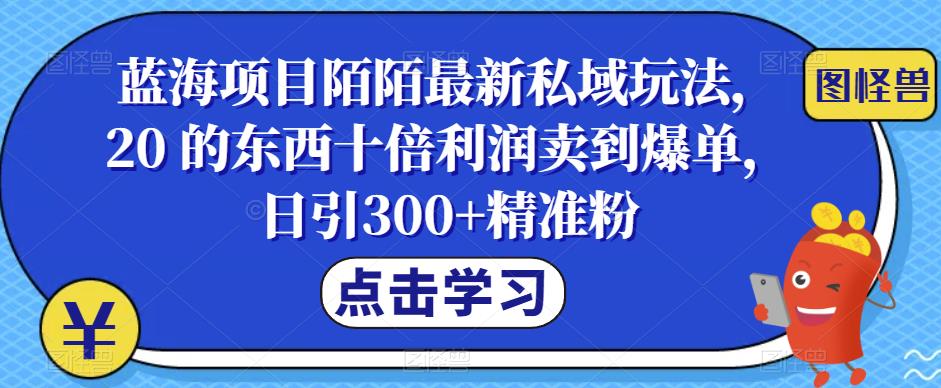 最新陌陌引流私域玩法蓝海项目，成本20的东西卖十倍利润爆单，日引300+精准粉【揭秘】