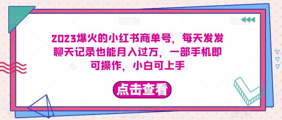 图片[1]-2023爆火的小红书商单号，每天发发聊天记录也能月入过万，一部手机即可操作，小白可上手-蛙蛙资源网