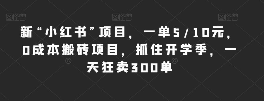 图片[1]-新“小红书”项目，一单5/10元，0成本搬砖项目，抓住开学季，一天狂卖300单【揭秘】-蛙蛙资源网