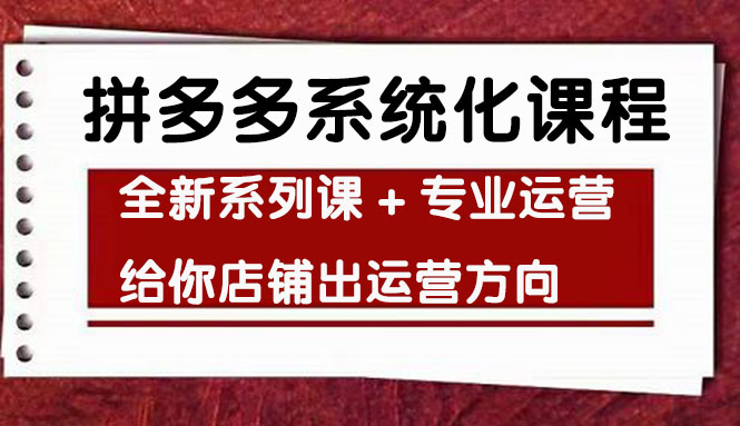 （4259期）车神陪跑，拼多多系统化课程，全新系列课+专业运营给你店铺出运营方向