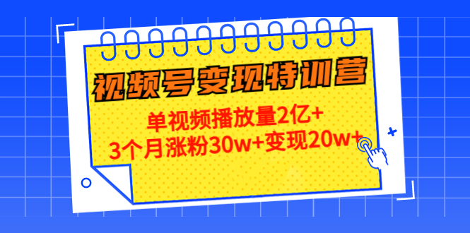 （4455期）20天视频号变现特训营：单视频播放量2亿+3个月涨粉30w+变现20w+