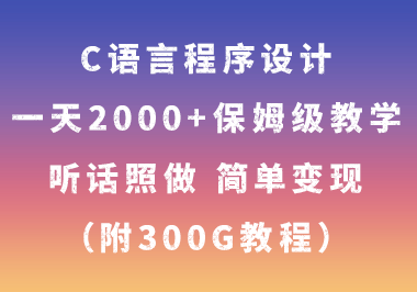 （7333期）C语言程序设计，一天2000+保姆级教学 听话照做 简单变现（附300G教程）-1