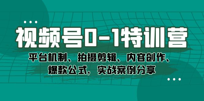 （7373期）视频号0-1特训营：平台机制、拍摄剪辑、内容创作、爆款公式，实战案例分享-1