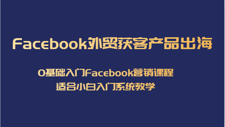 图片[1]-Facebook外贸获客产品出海，0基础入门Facebook营销课程，适合小白入门系统教学-蛙蛙资源网