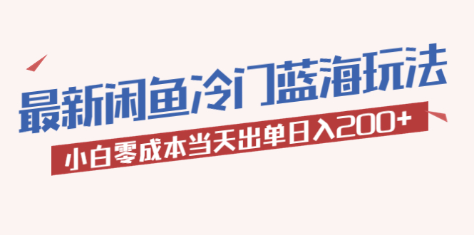 图片[1]-（5903期）2023最新闲鱼冷门蓝海玩法，小白零成本当天出单日入200+-蛙蛙资源网