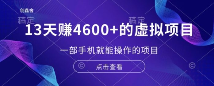 13天赚了4600+的虚拟项目，一部手机就能操作（附配套资源）-1