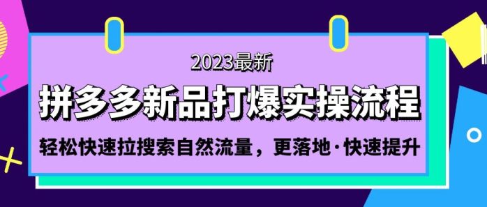 （5036期）拼多多-新品打爆实操流程：轻松快速拉搜索自然流量，更落地·快速提升!-1