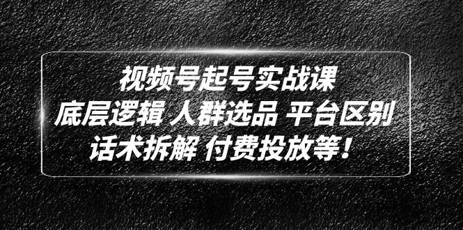 图片[1]-（4927期）视频号起号实战课：底层逻辑 人群选品 平台区别 话术拆解 付费投放等！-蛙蛙资源网