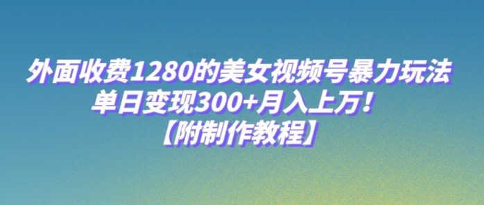 外面收费1280的美女视频号暴力玩法，单日变现300+，月入上万！【附制作教程】-1