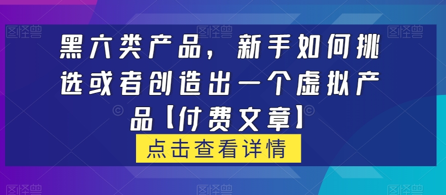 图片[1]-黑六类虚拟产品，新手如何挑选或者创造出一个虚拟产品【付费文章】-蛙蛙资源网