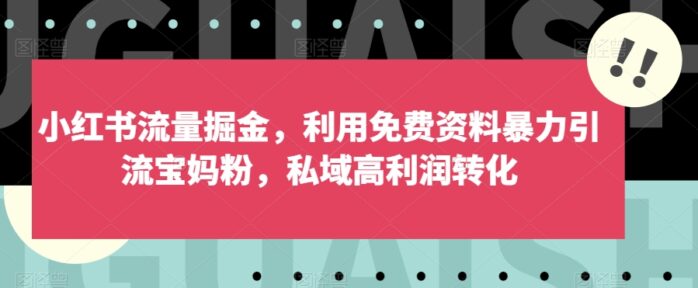 小红书流量掘金，利用免费资料暴力引流宝妈粉，私域高利润转化【揭秘】-1