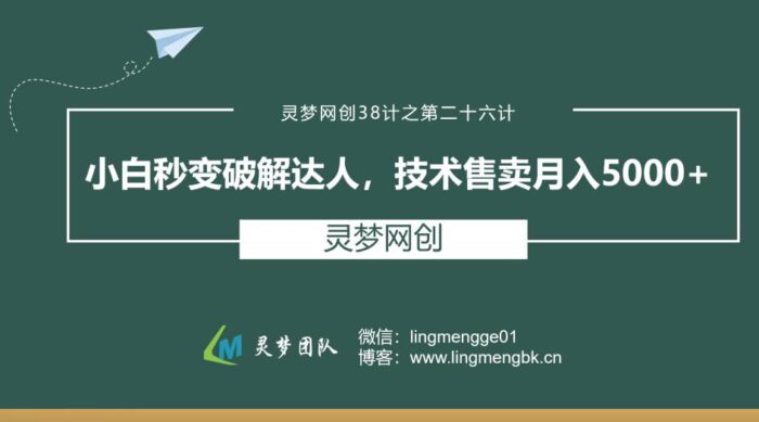 灵梦网创38计之第二十六计：小白秒变破解达人，技术售卖月入5000+-1