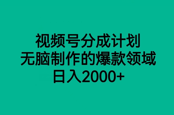 图片[1]-视频号分成计划，无脑制作的爆款领域，日入2000+-蛙蛙资源网