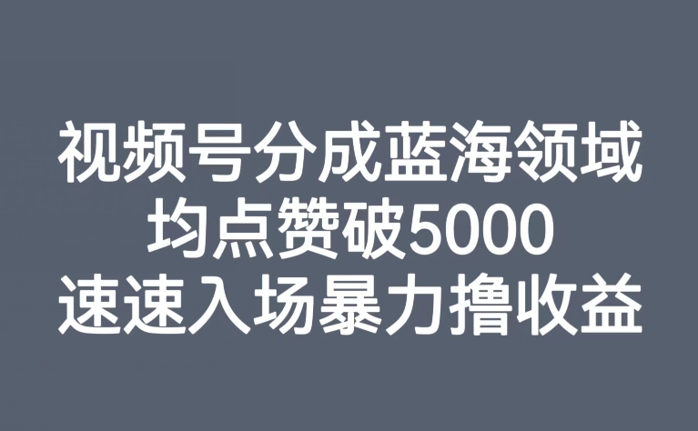 图片[1]-视频号分成蓝海领域，均点赞破5000，速速入场暴力撸收益-蛙蛙资源网