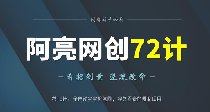 阿亮网创72计第13计：全自动宝宝起名网，经久不衰的暴利项目