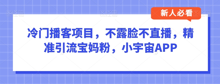 图片[1]-冷门播客项目，不露脸不直播，精准引流宝妈粉，小宇宙APP-蛙蛙资源网