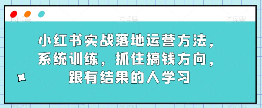 图片[1]-小红书实战落地运营方法，系统训练，抓住搞钱方向，跟有结果的人学习-蛙蛙资源网