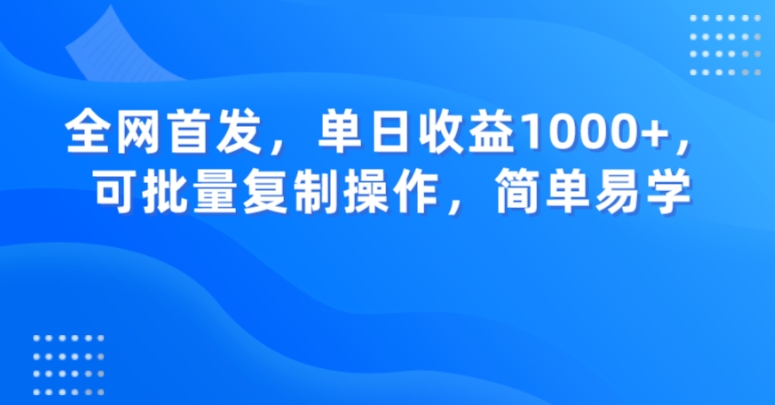 图片[1]-全网首发，单日收益1000+，可批量复制操作，简单易学【揭秘】-蛙蛙资源网