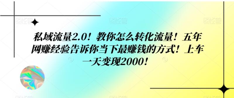 图片[1]-私域流量2.0！教你怎么转化流量！五年网赚经验告诉你当下最赚钱的方式！上车一天变现2000！-蛙蛙资源网