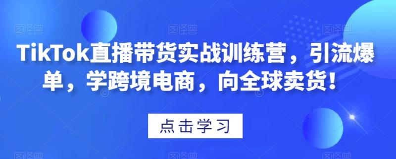 图片[1]-TikTok直播带货实战训练营，引流爆单，学跨境电商，向全球卖货！-蛙蛙资源网