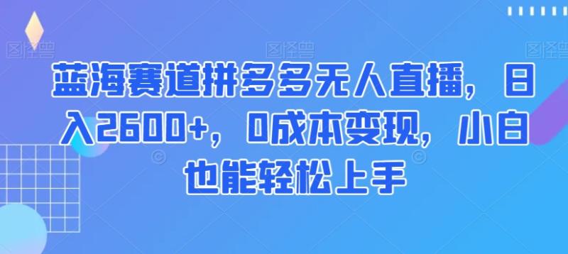 图片[1]-蓝海赛道拼多多无人直播，日入2600+，0成本变现，小白也能轻松上手【揭秘】-蛙蛙资源网