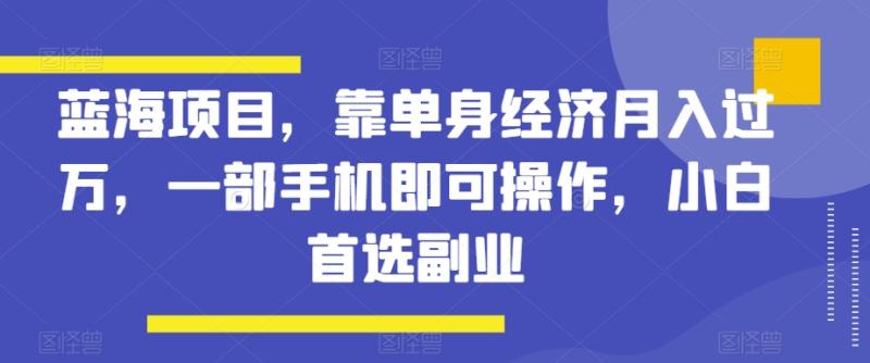 图片[1]-蓝海项目，靠单身经济月入过万，一部手机即可操作，小白首选副业【揭秘】-蛙蛙资源网