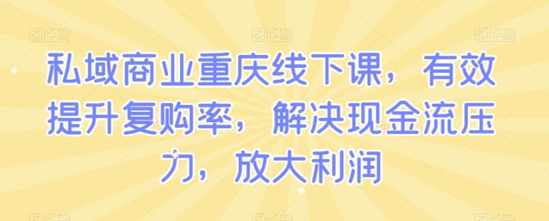 图片[1]-私域商业重庆线下课，有效提升复购率，解决现金流压力，放大利润-蛙蛙资源网