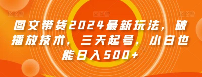 图片[1]-图文带货2024最新玩法，破播放技术，三天起号，小白也能日入500+【揭秘】-蛙蛙资源网