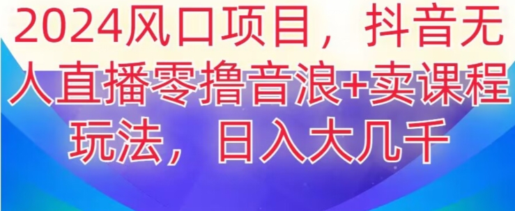 图片[1]-2024风口项目，抖音无人主播撸音浪+卖课程玩法，日入大几千【揭秘】-蛙蛙资源网