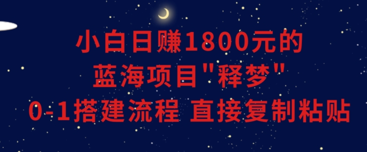 图片[1]-小白能日赚1800元的蓝海项目”释梦”0-1搭建流程可直接复制粘贴长期做-蛙蛙资源网