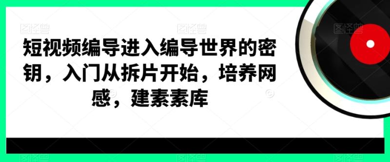 短视频编导，进入编导世界的密钥，入门从拆片开始，培养网感，建素素库