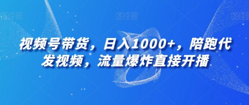 视频号带货，日入1000+，陪跑代发视频，流量爆炸直接开播
