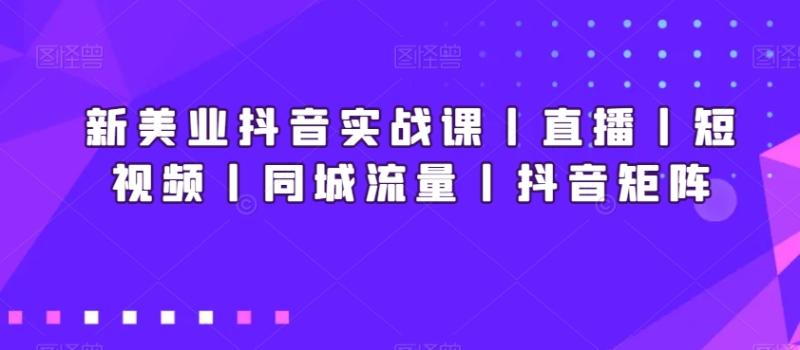 图片[1]-新美业抖音实战课丨直播丨短视频丨同城流量丨抖音矩阵-蛙蛙资源网