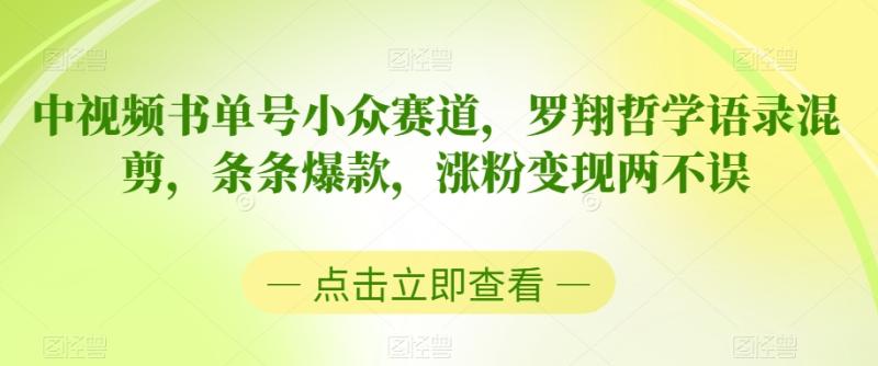 图片[1]-中视频书单号小众赛道，罗翔哲学语录混剪，条条爆款，涨粉变现两不误【揭秘】-蛙蛙资源网