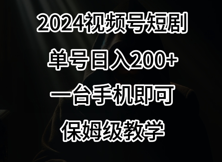 图片[1]-2024风口，视频号短剧，单号日入200+，一台手机即可操作，保姆级教学【揭秘】-蛙蛙资源网