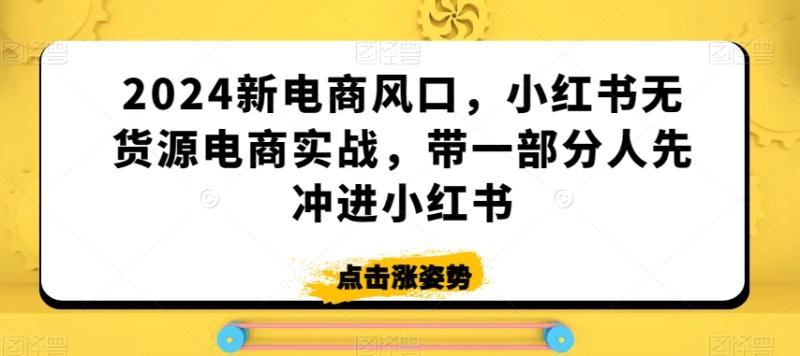 图片[1]-2024新电商风口，小红书无货源电商实战，带一部分人先冲进小红书-蛙蛙资源网