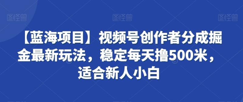 图片[1]-【蓝海项目】视频号创作者分成掘金最新玩法，稳定每天撸500米，适合新人小白-蛙蛙资源网