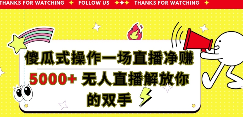 傻瓜式操作，一场直播净赚5000+无人直播解放你的双手