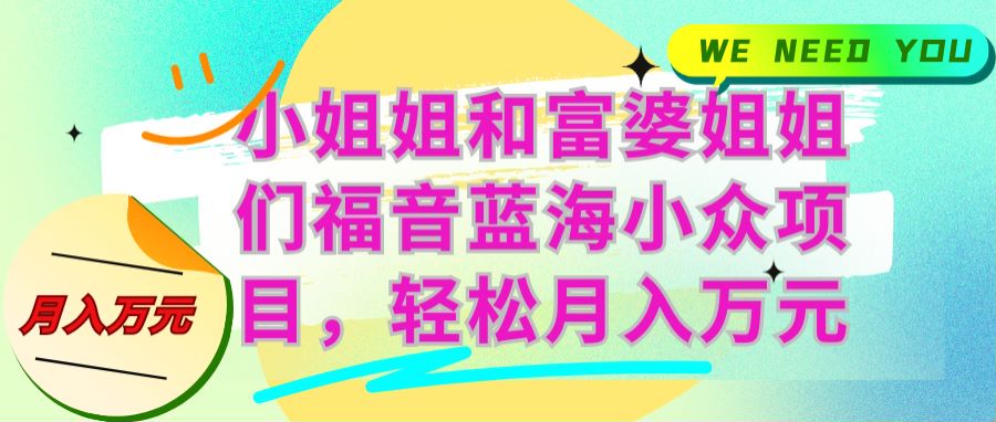 小姐姐和富婆姐姐们的福音，蓝海小项目轻松月入万元