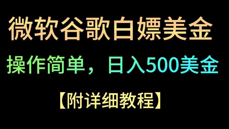 图片[1]-微软谷歌项目3.0，轻松日赚500+美金，操作简单，小白也可轻松入手！-蛙蛙资源网