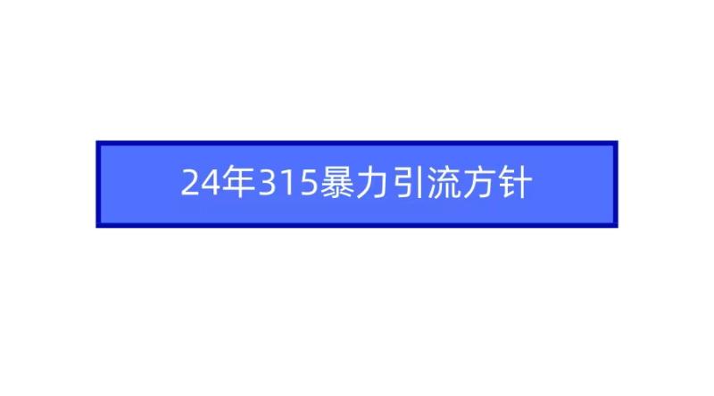 图片[1]-（9398期）2024年315暴力引流方针-蛙蛙资源网