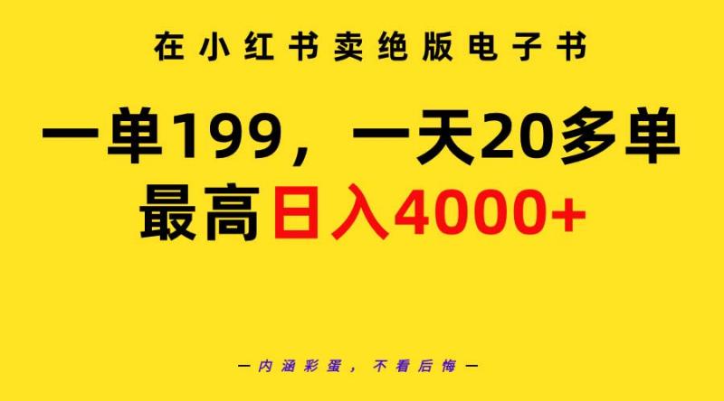 图片[1]-（9401期）在小红书卖绝版电子书，一单199 一天最多搞20多单，最高日入4000+教程+资料-蛙蛙资源网