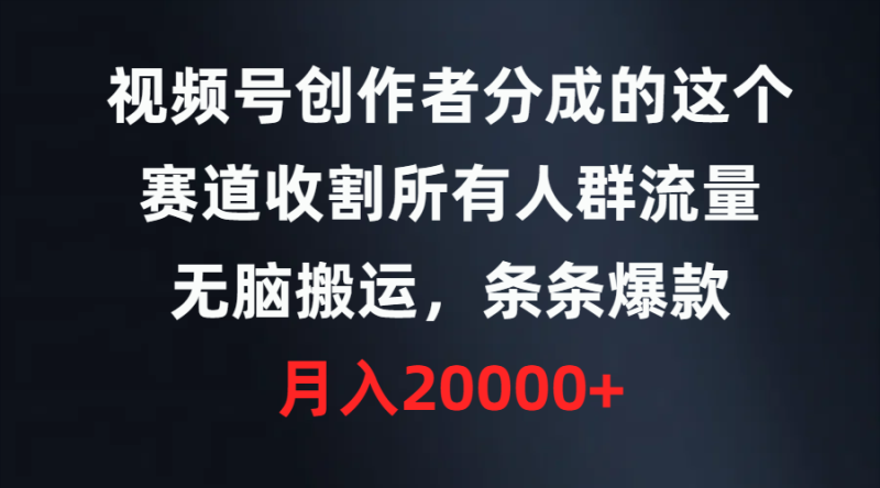 图片[1]-（9406期）视频号创作者分成的这个赛道，收割所有人群流量，无脑搬运，条条爆款，…-蛙蛙资源网