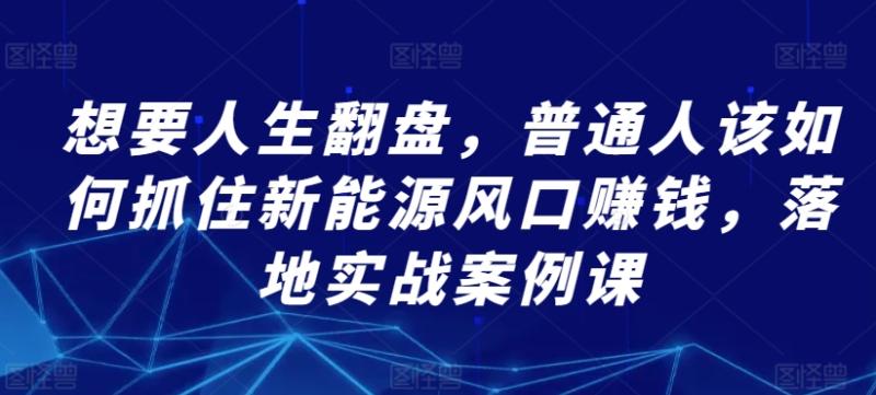 图片[1]-想要人生翻盘，普通人该如何抓住新能源风口赚钱，落地实战案例课-蛙蛙资源网